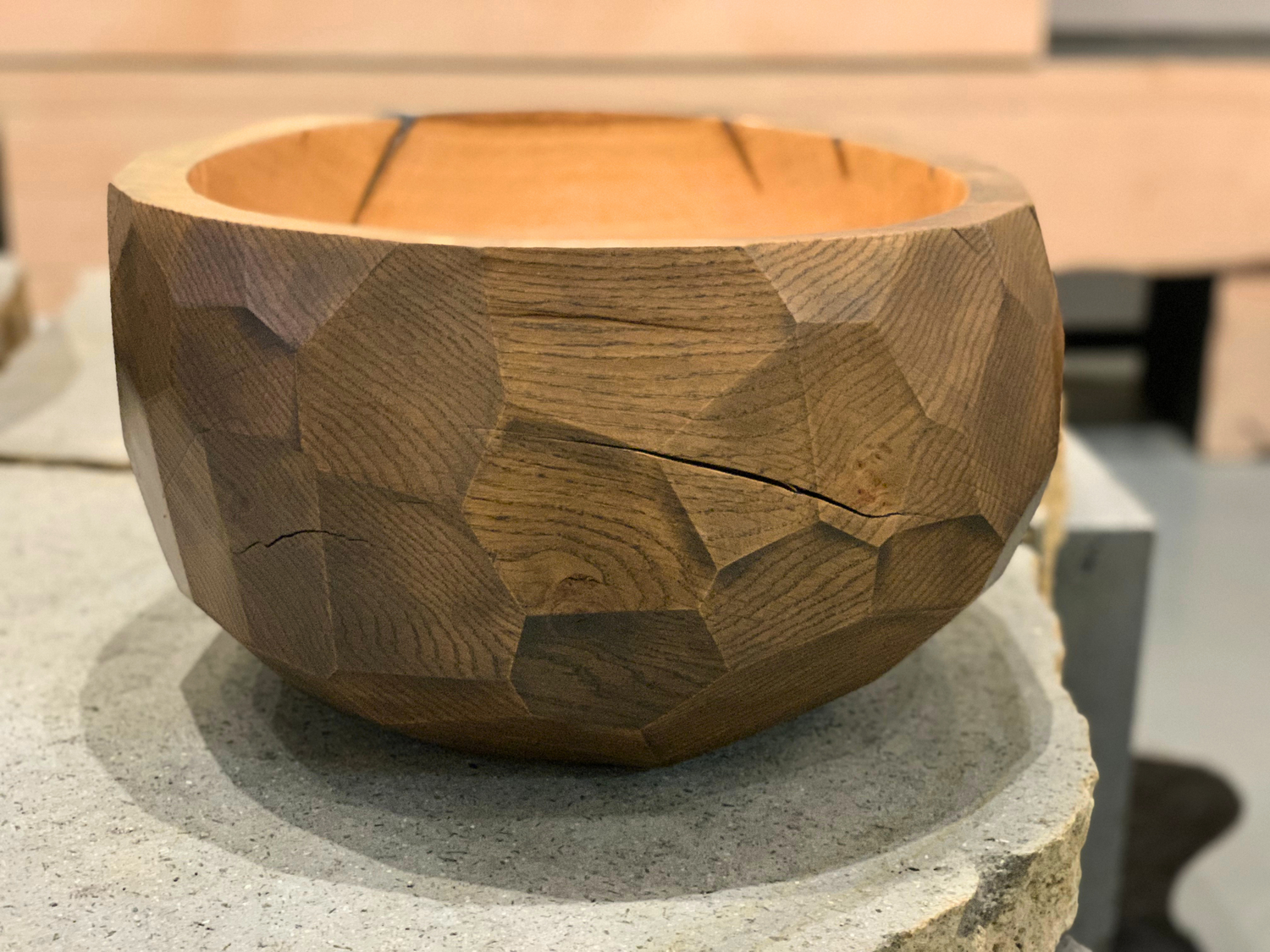 Oak Faceted Bowl 0625
